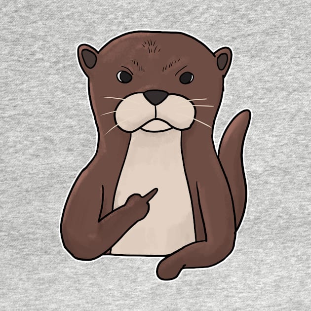 Grumpy Otter Holding Middle Finger by Mesyo